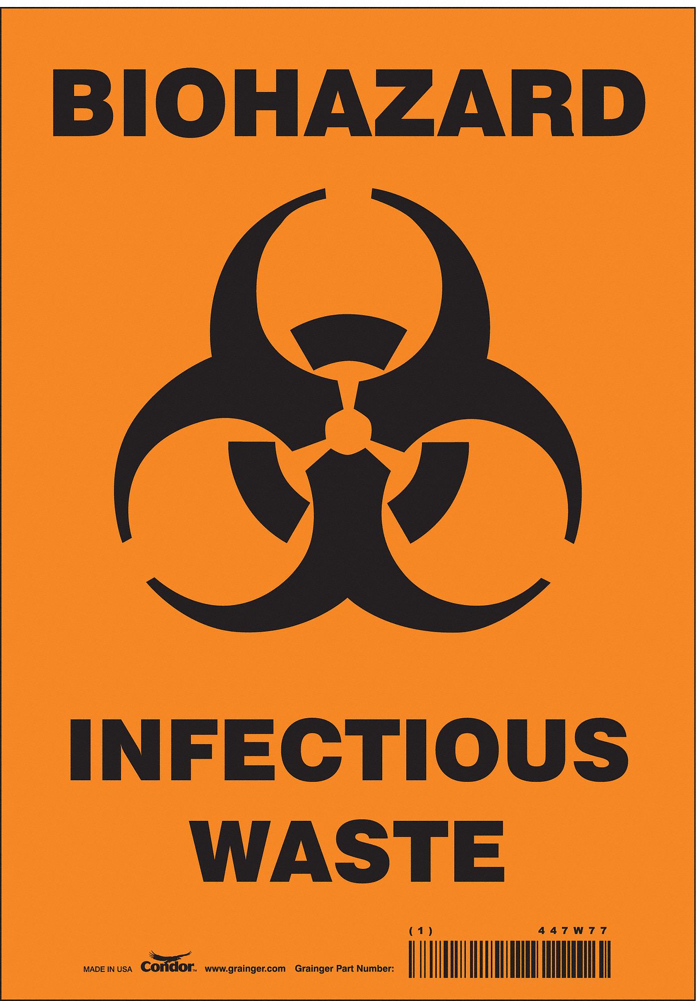 Safety Sign: Vinyl, Adhesive Sign Mounting, 10 in x 7 in Nominal Sign Size, Not Retroreflective