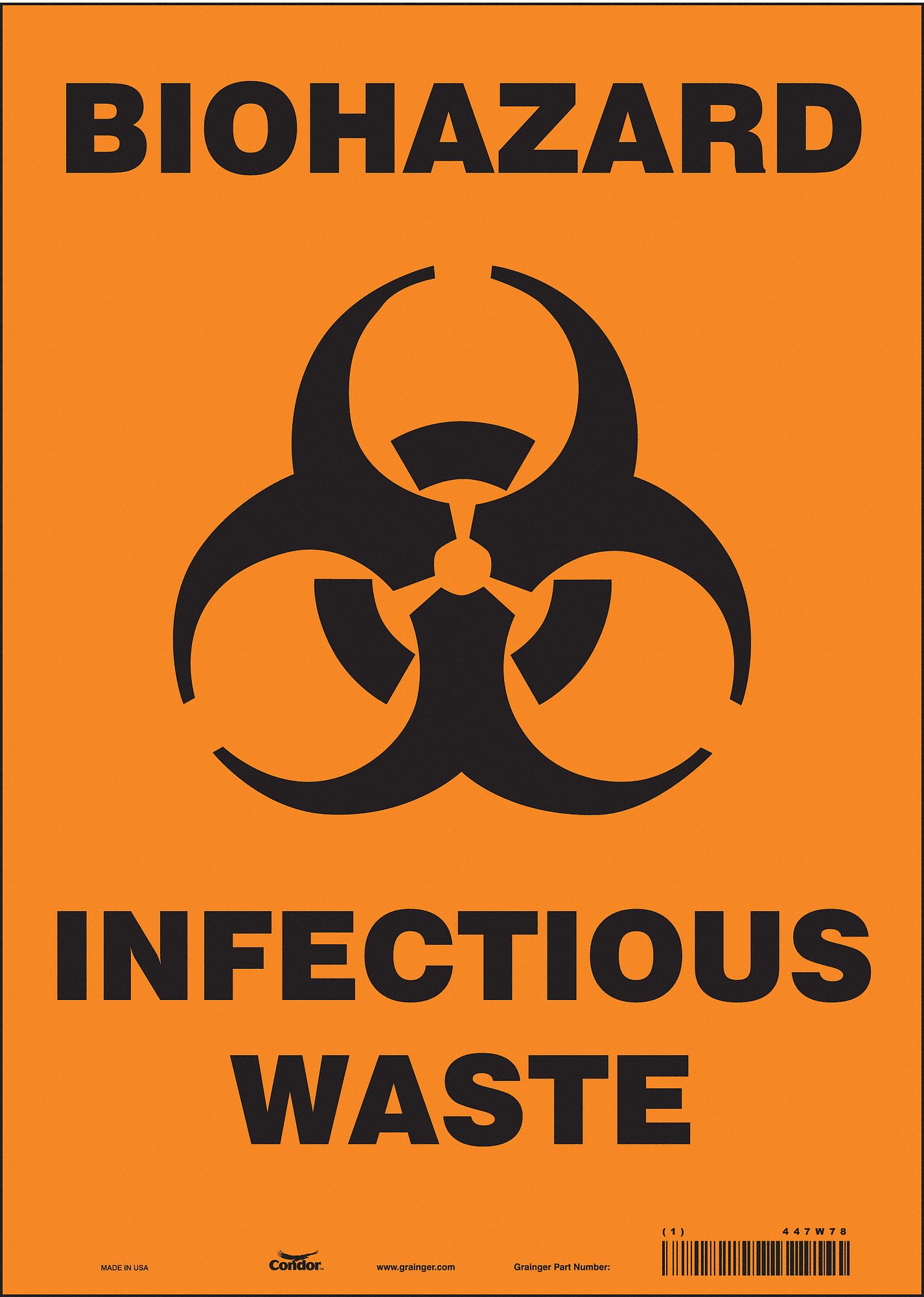Safety Sign: Vinyl, Adhesive Sign Mounting, 14 in x 10 in Nominal Sign Size, Not Retroreflective