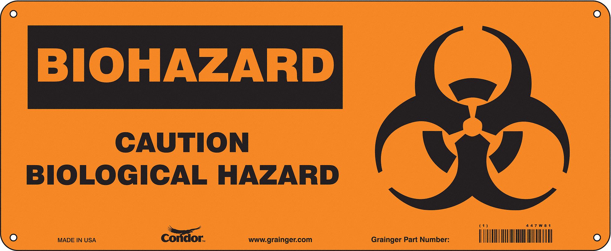 Safety Sign, 7 in x 17 in, Polyethylene