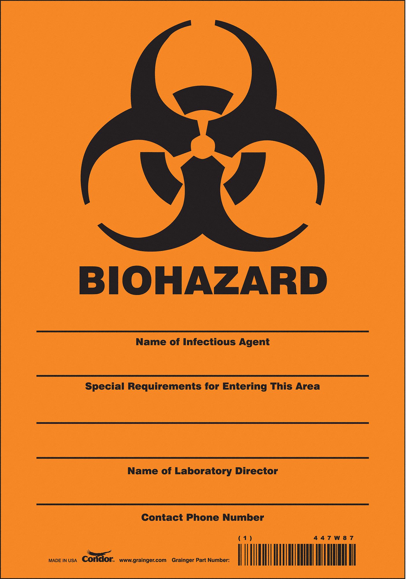 Safety Sign: Vinyl, Adhesive Sign Mounting, 10 in x 7 in Nominal Sign Size, Not Retroreflective