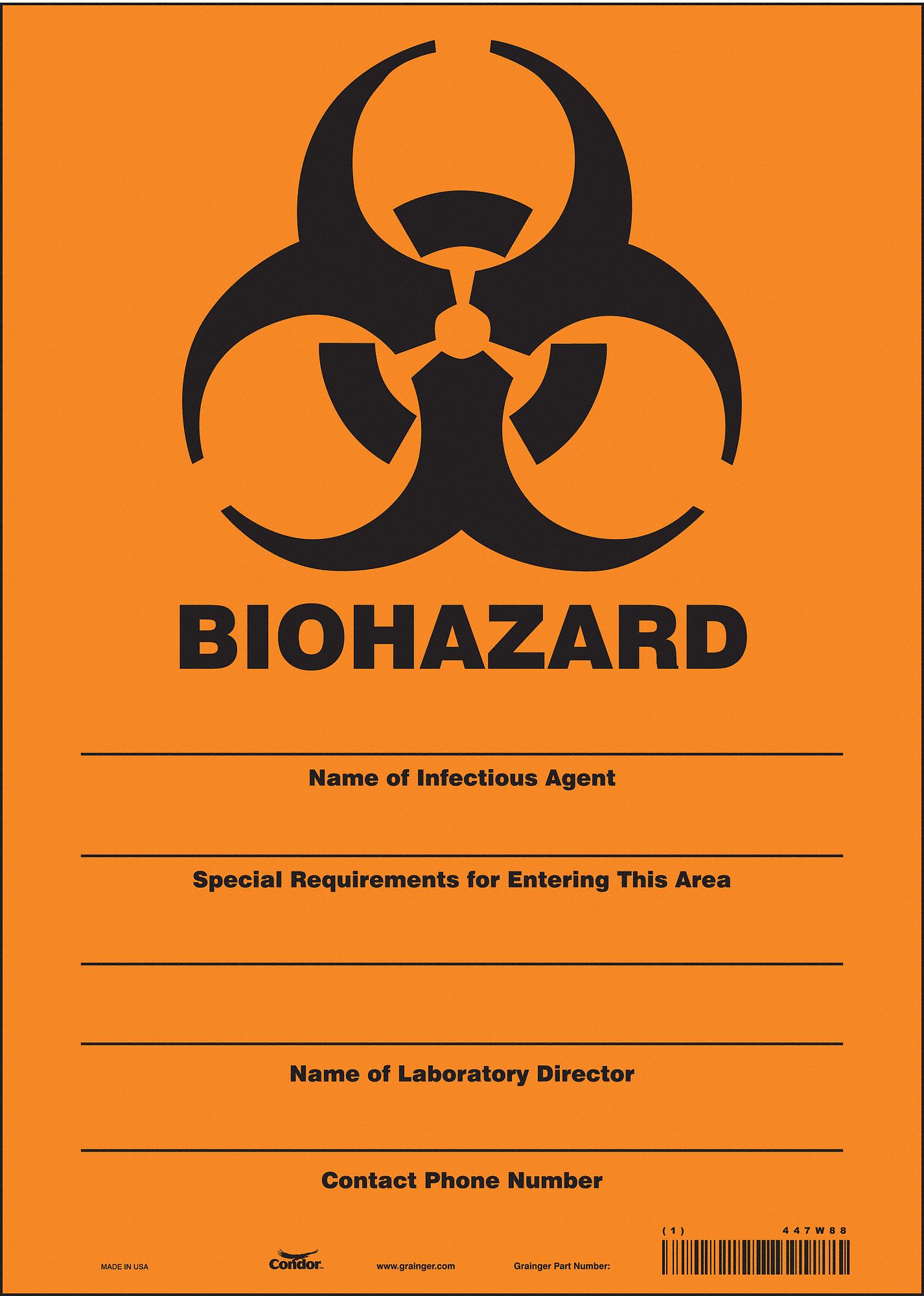Safety Sign: Vinyl, Adhesive Sign Mounting, 14 in x 10 in Nominal Sign Size, Not Retroreflective