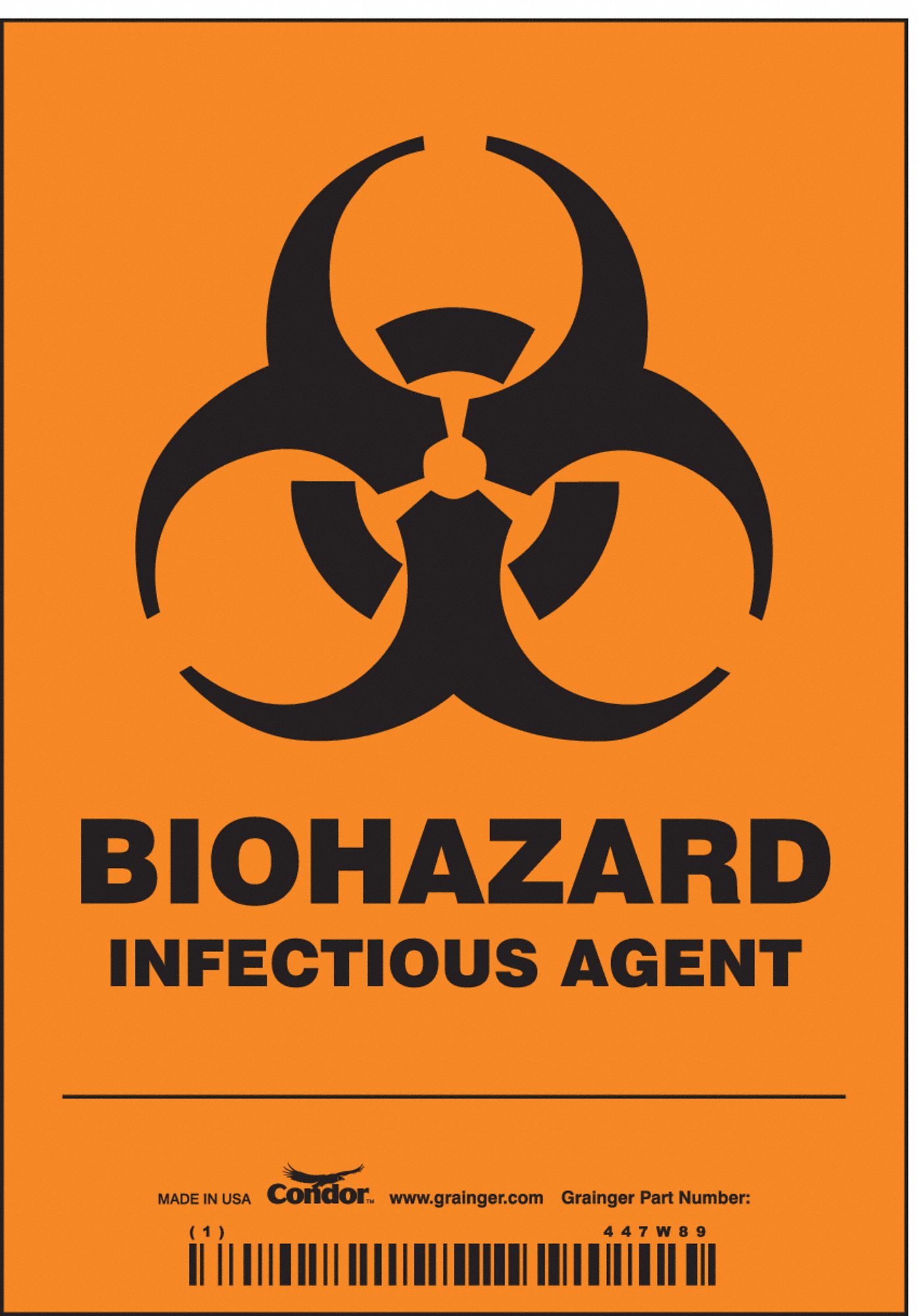 Safety Sign: Vinyl, Adhesive Sign Mounting, 5 in x 3 1/2 in Nominal Sign Size, 0.004 in Thick, 25 PK