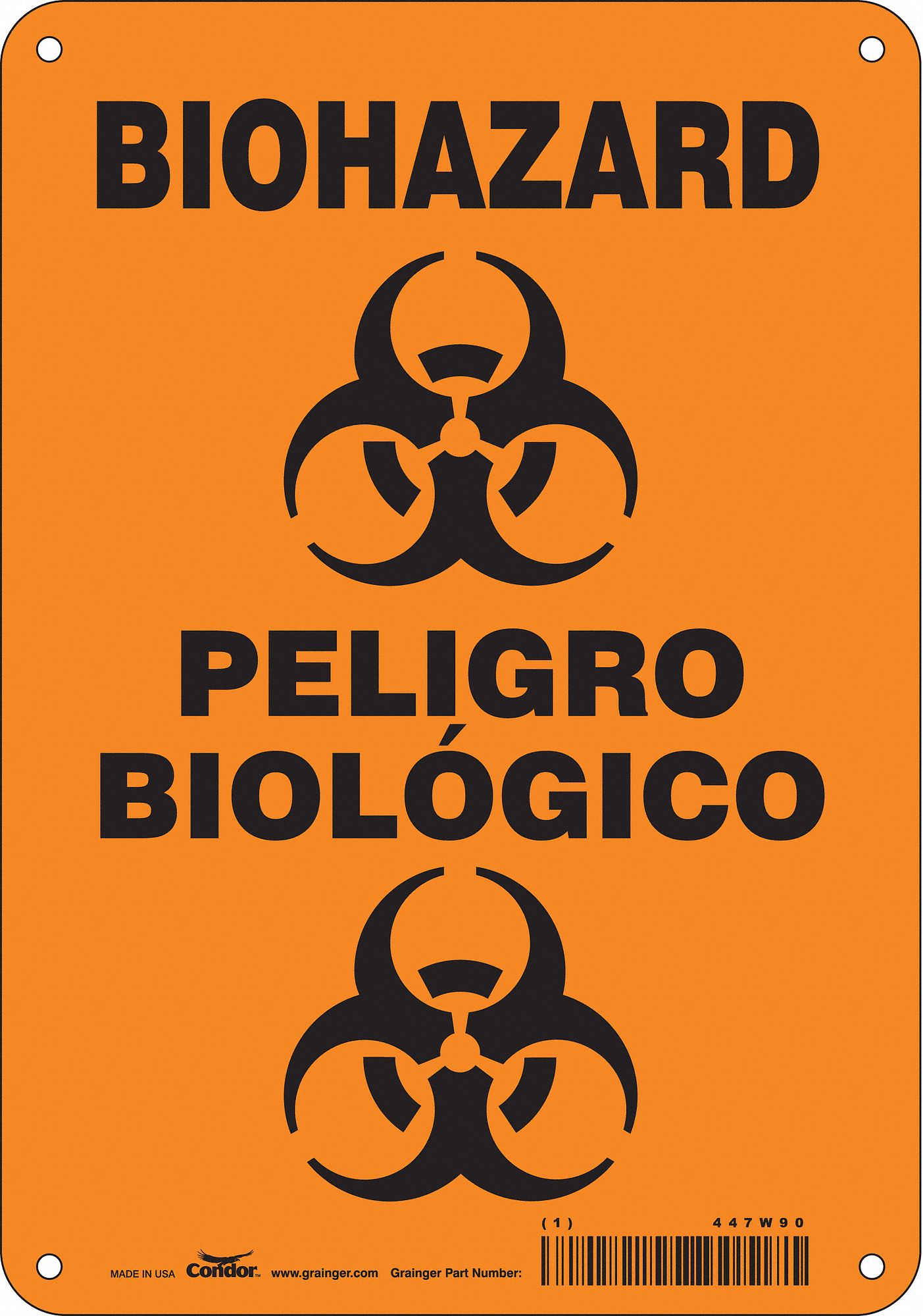 Safety Sign: Aluminum, Mounting Holes Sign Mounting, 10 in x 7 in Nominal Sign Size, 0.032 in Thick
