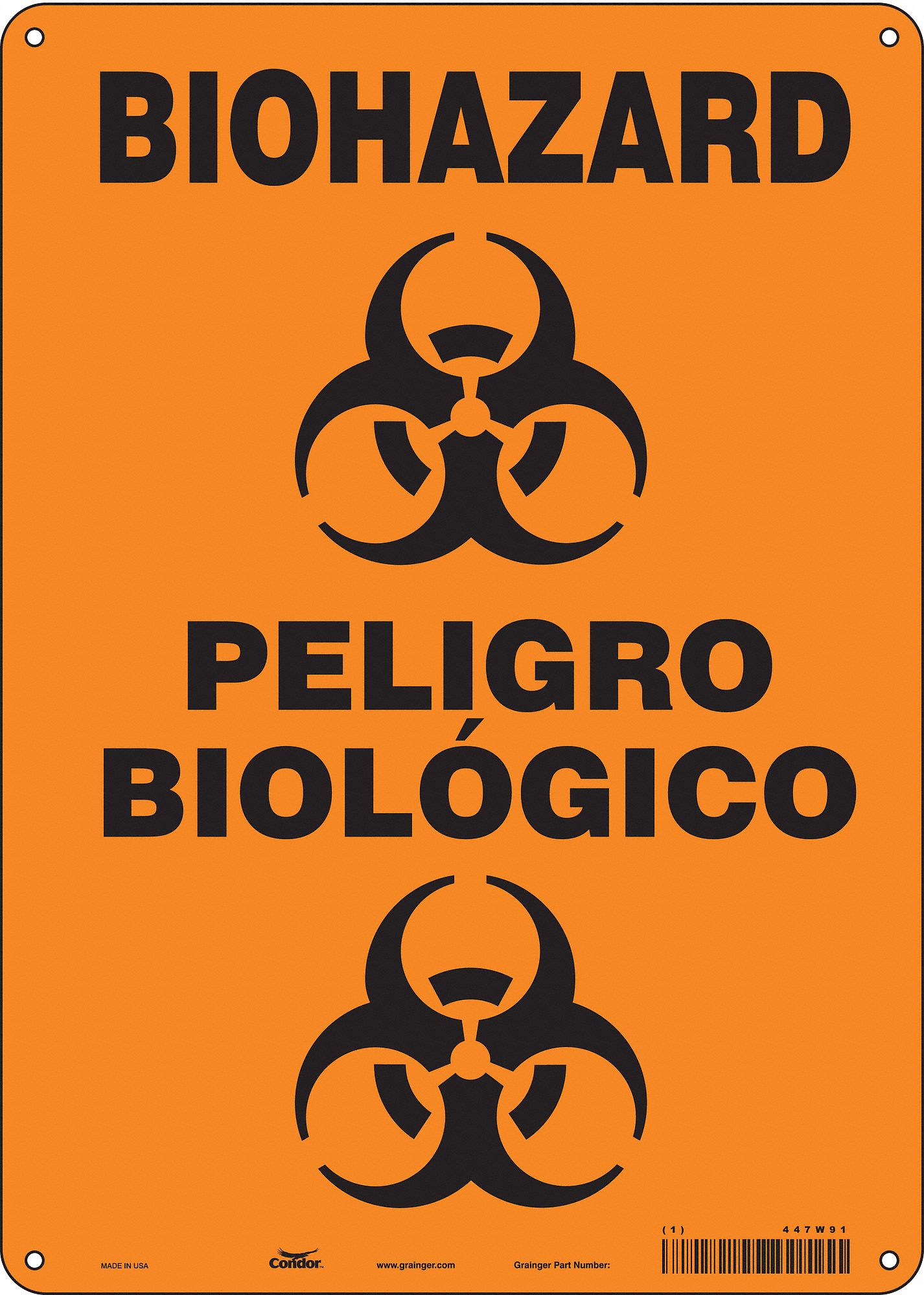 Safety Sign: Aluminum, Mounting Holes Sign Mounting, 14 in x 10 in Nominal Sign Size, 0.032 in Thick