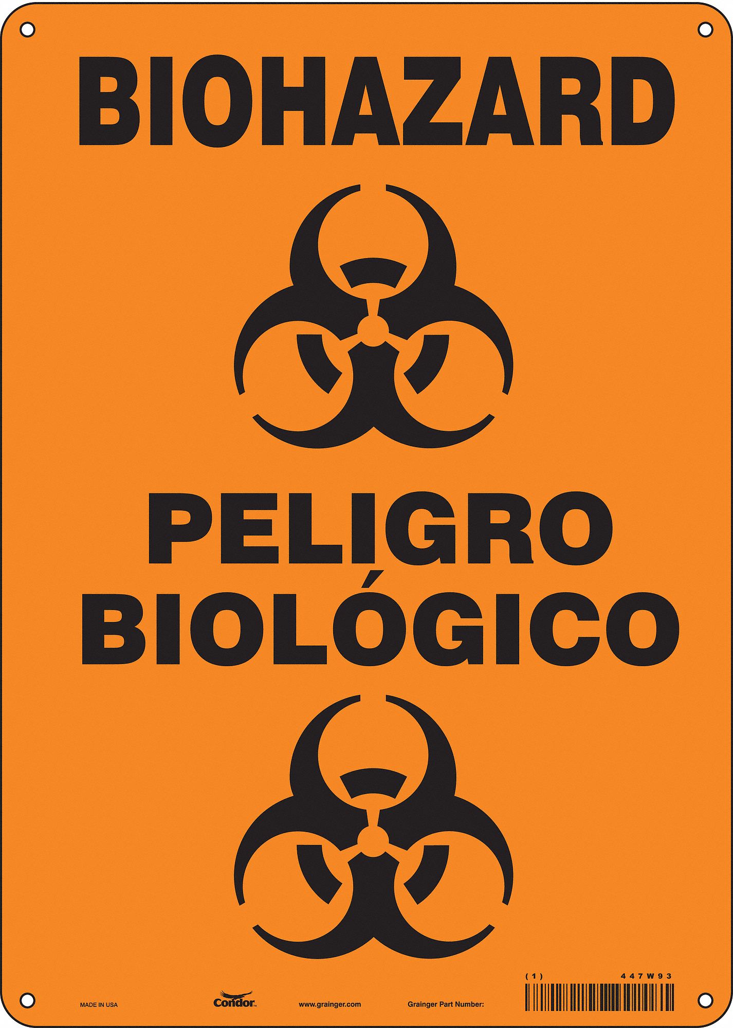 Safety Sign: Polyethylene, Mounting Holes Sign Mounting, 14 in x 10 in Nominal Sign Size