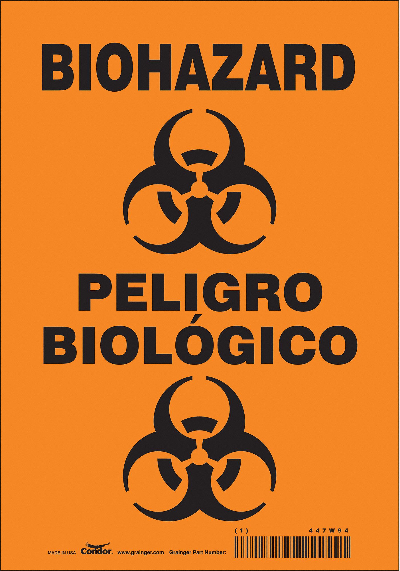 Safety Sign: Vinyl, Adhesive Sign Mounting, 10 in x 7 in Nominal Sign Size, Not Retroreflective