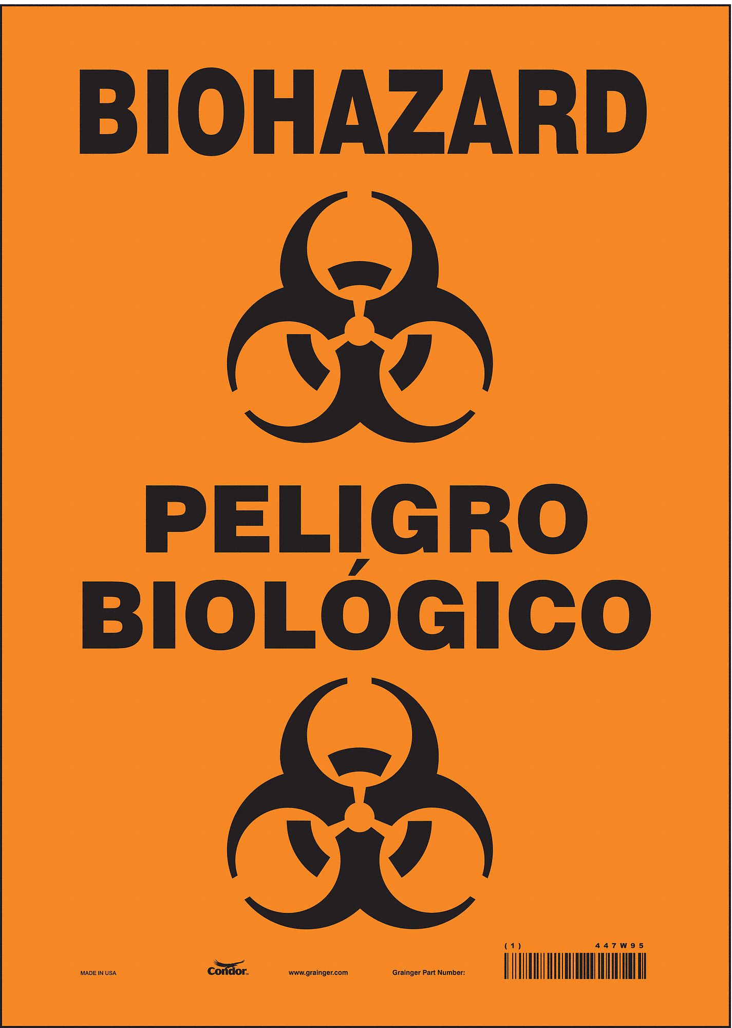 Safety Sign: Vinyl, Adhesive Sign Mounting, 14 in x 10 in Nominal Sign Size, Not Retroreflective