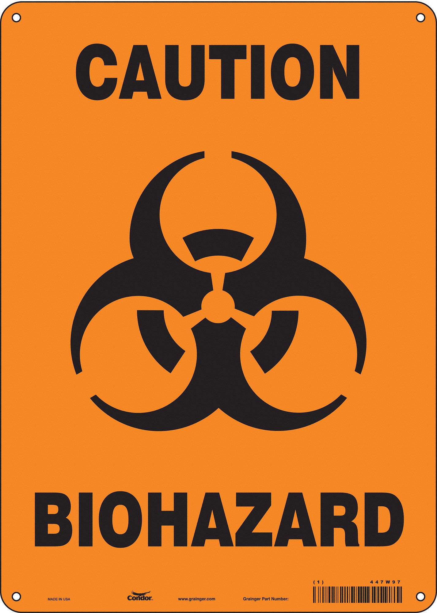 Safety Sign: Aluminum, Mounting Holes Sign Mounting, 14 in x 10 in Nominal Sign Size, 0.032 in Thick
