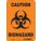 SAFETY SIGN, POLYETHYLENE, MOUNTING HOLES, 10 IN X 7 IN NOMINAL SIGN SIZE, CAUTION BIOHAZARD