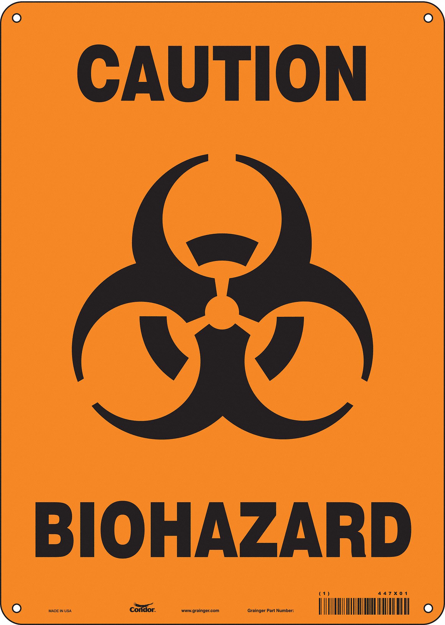 Safety Sign: Polyethylene, Mounting Holes Sign Mounting, 14 in x 10 in Nominal Sign Size