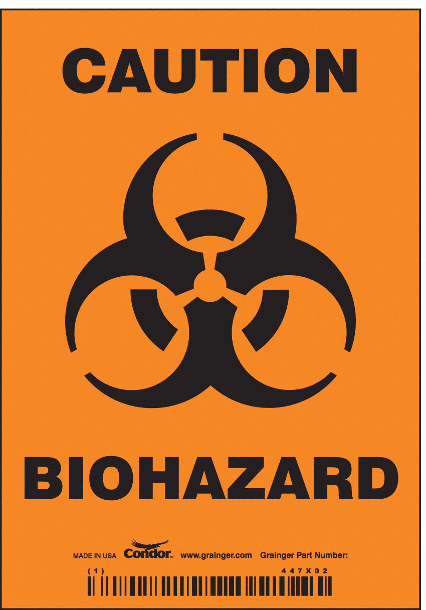 BIOHAZARD SIGN,3-1/2" W,5"H,0.004" THICK