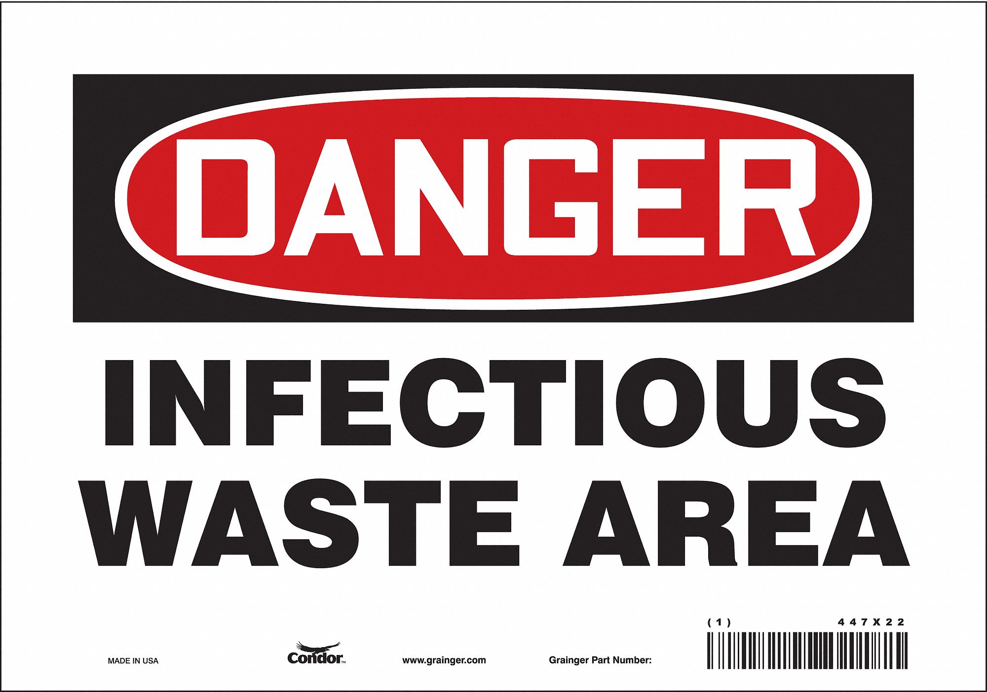 Safety Sign: Vinyl, Adhesive Sign Mounting, 7 in x 10 in Nominal Sign Size, Not Retroreflective