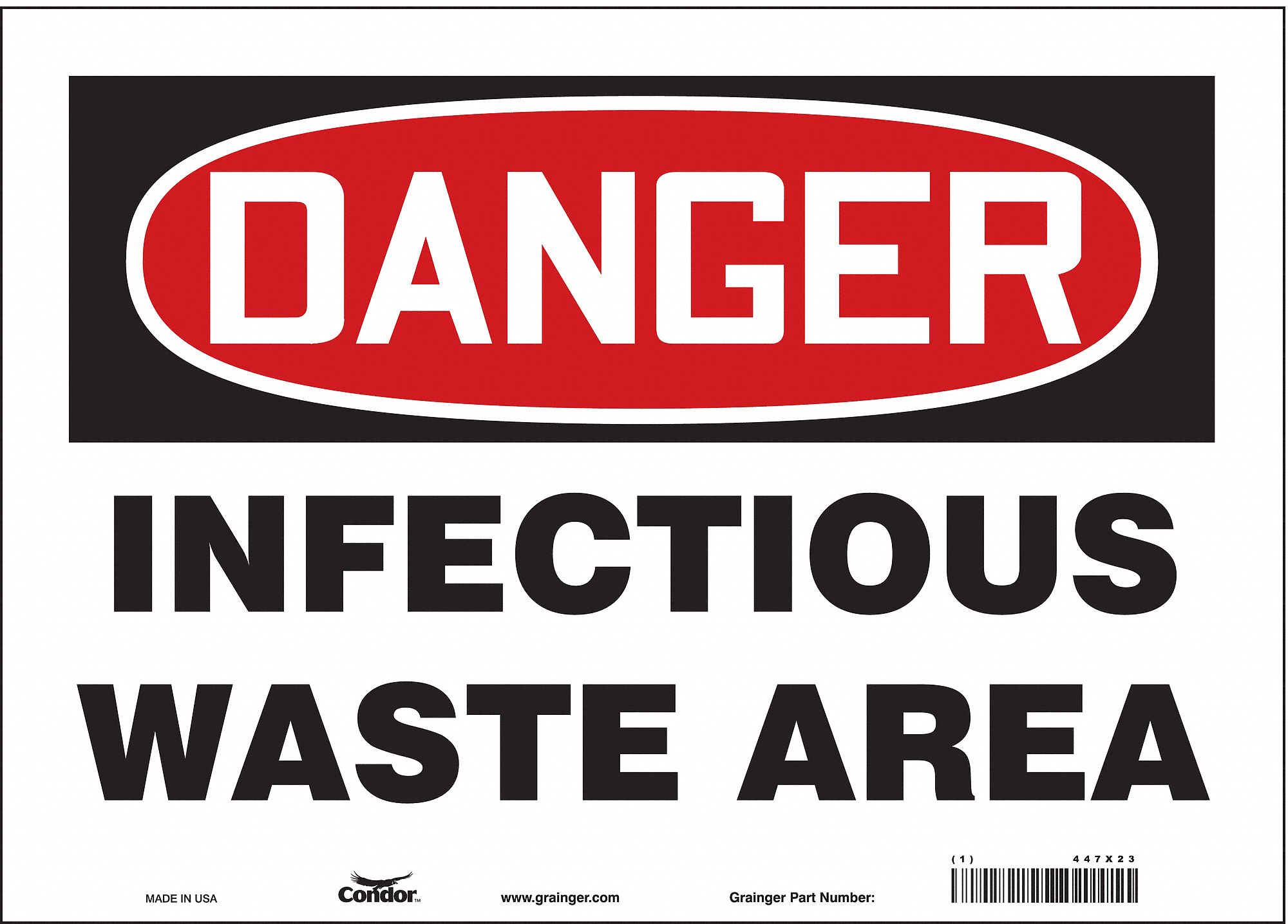 Safety Sign: Vinyl, Adhesive Sign Mounting, 10 in x 14 in Nominal Sign Size, Not Retroreflective