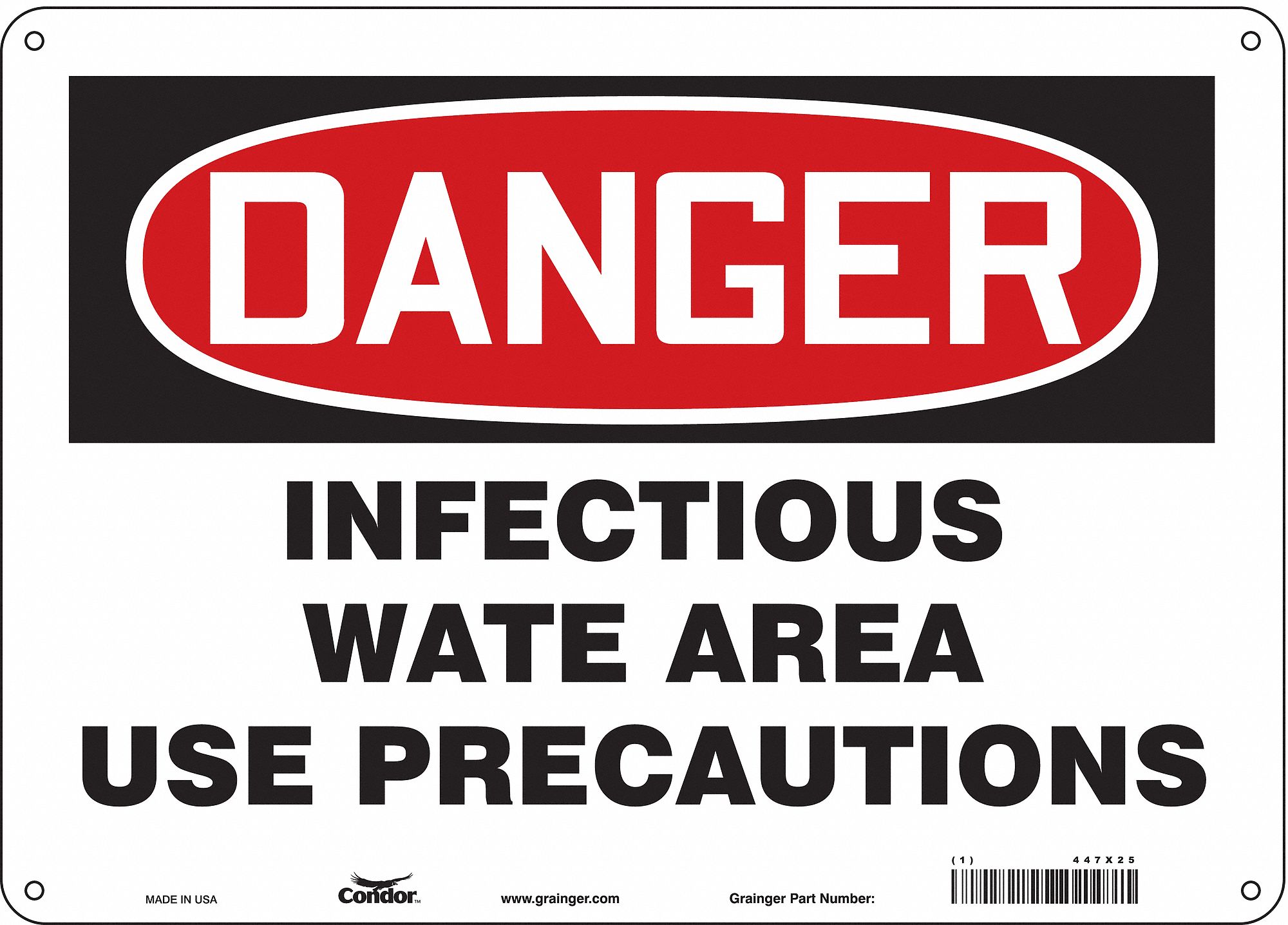 Safety Sign: Aluminum, Mounting Holes Sign Mounting, 10 in x 14 in Nominal Sign Size, 0.032 in Thick
