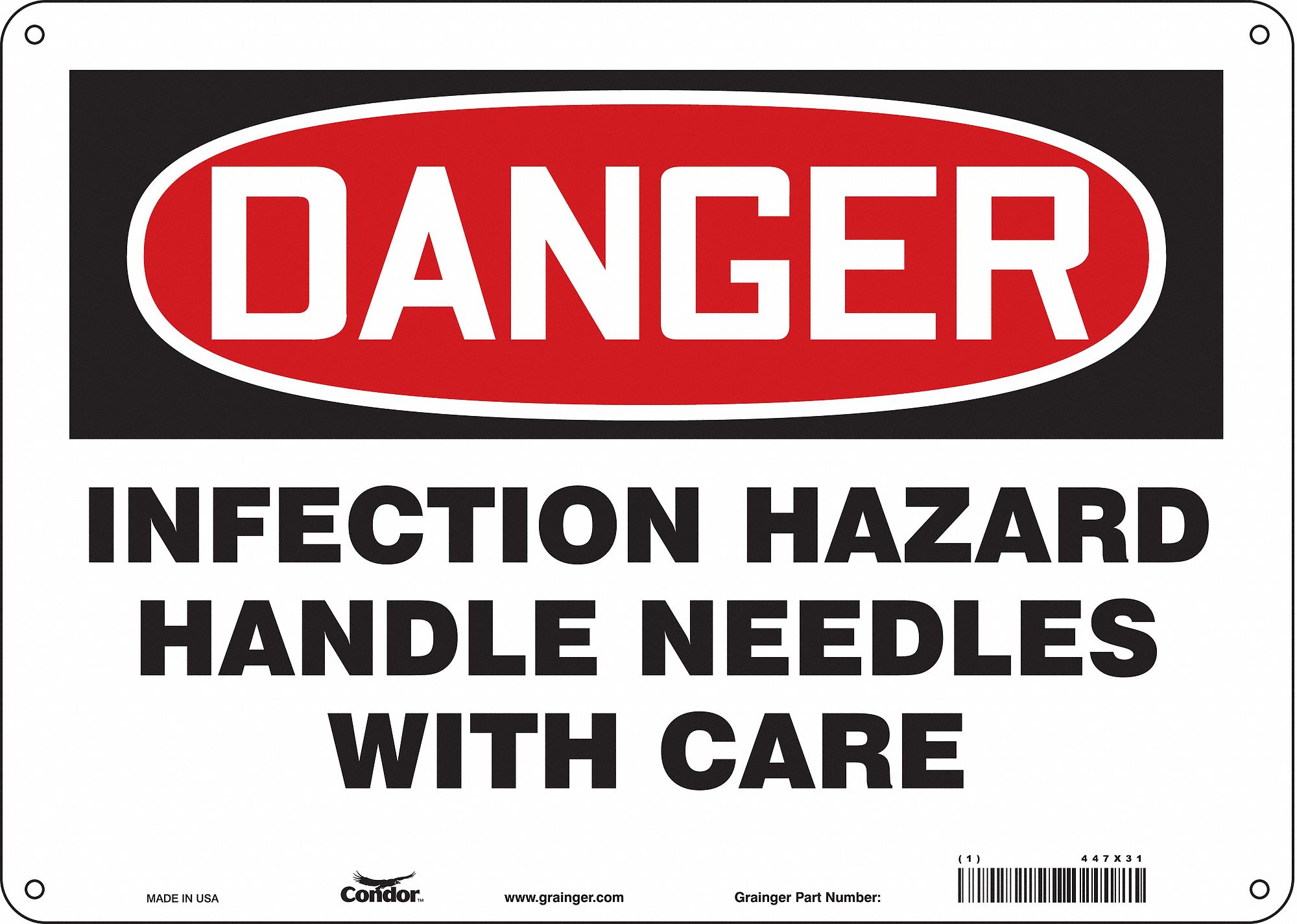 CONDOR Safety Sign, Sign Format Traditional OSHA, Infection Hazard