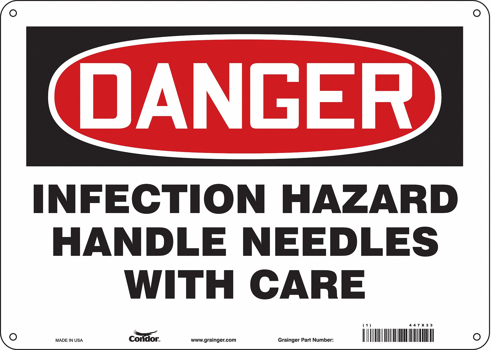 Safety Sign: Polyethylene, Mounting Holes Sign Mounting, 10 in x 14 in Nominal Sign Size