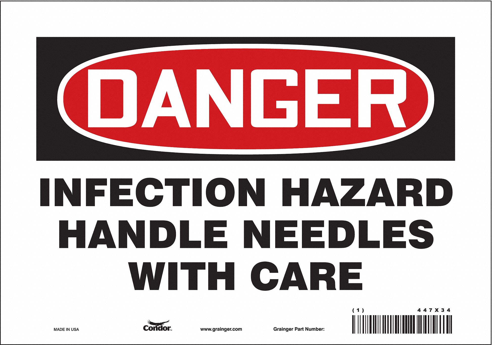 Safety Sign: Vinyl, Adhesive Sign Mounting, 7 in x 10 in Nominal Sign Size, Not Retroreflective