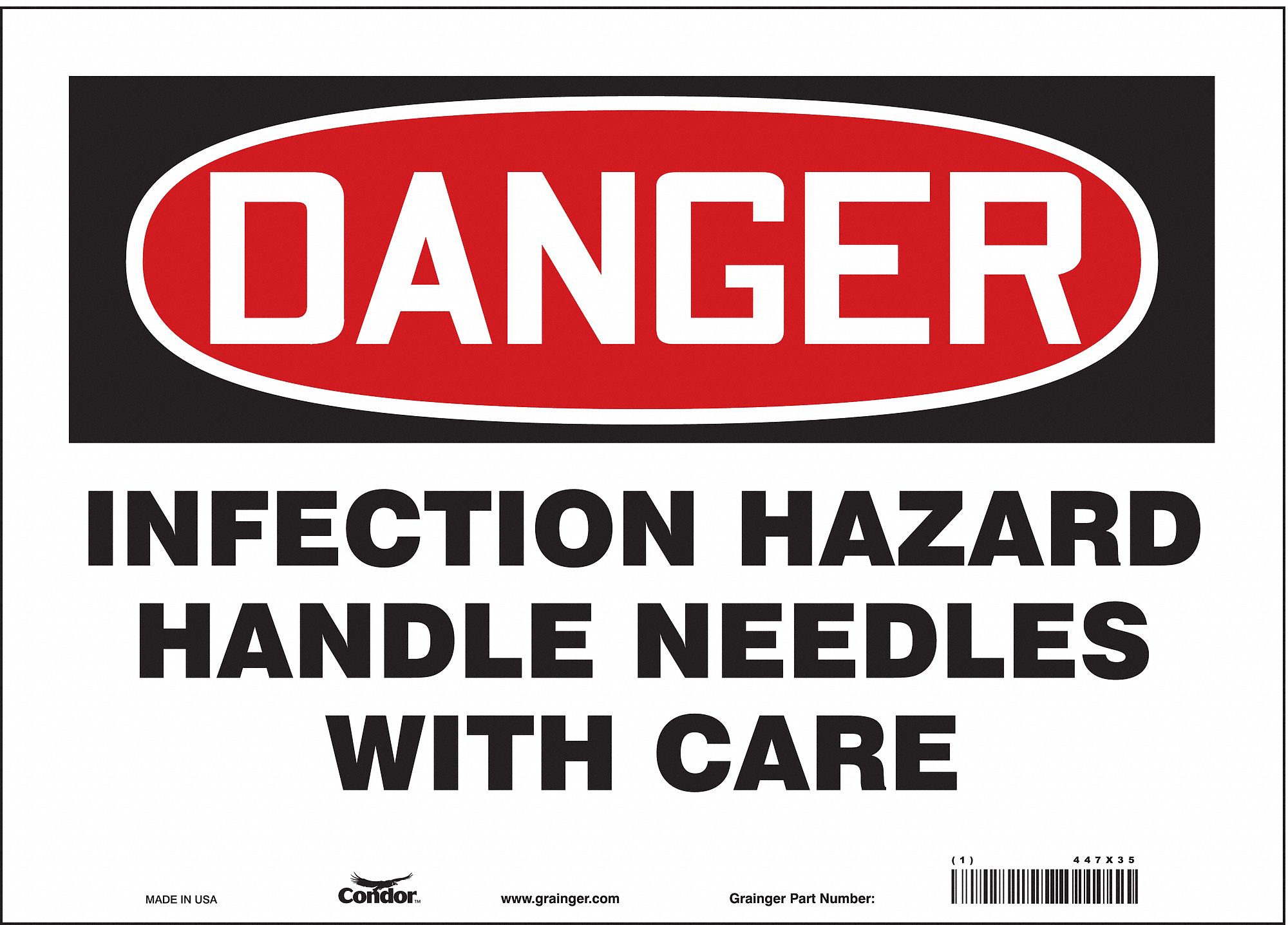 Safety Sign: Vinyl, Adhesive Sign Mounting, 10 in x 14 in Nominal Sign Size, Not Retroreflective
