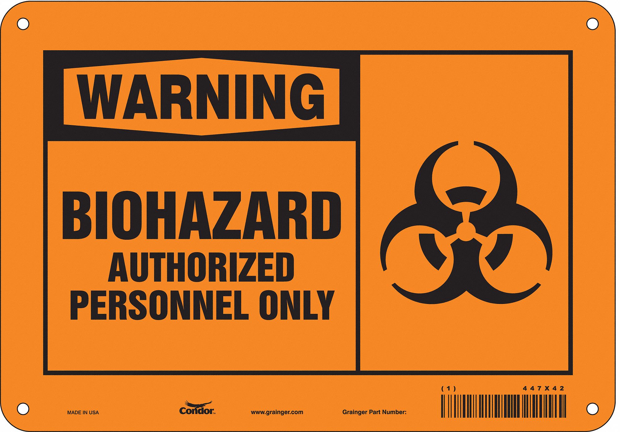 Safety Sign: Aluminum, Mounting Holes Sign Mounting, 7 in x 10 in Nominal Sign Size, 0.032 in Thick