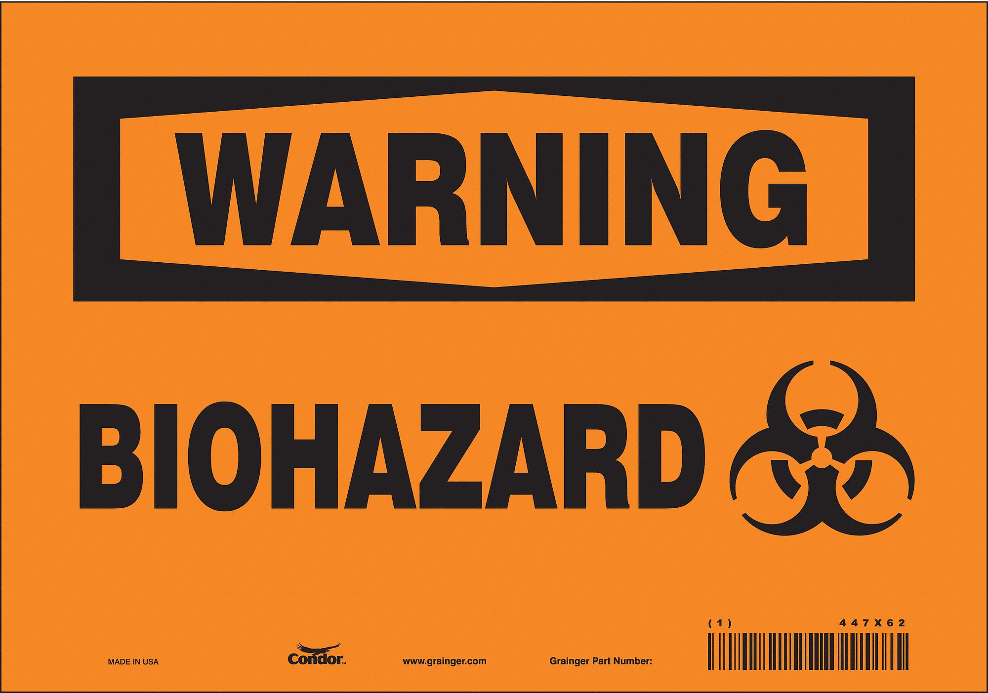 Safety Sign: Vinyl, Adhesive Sign Mounting, 7 in x 10 in Nominal Sign Size, Not Retroreflective