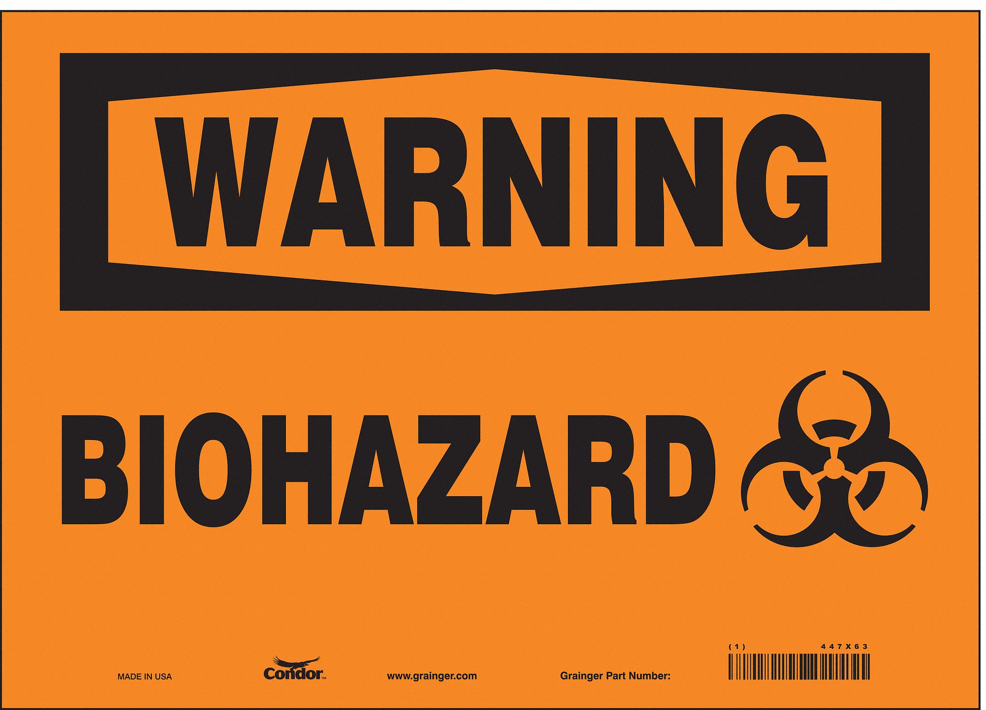 Safety Sign: Vinyl, Adhesive Sign Mounting, 10 in x 14 in Nominal Sign Size, Not Retroreflective
