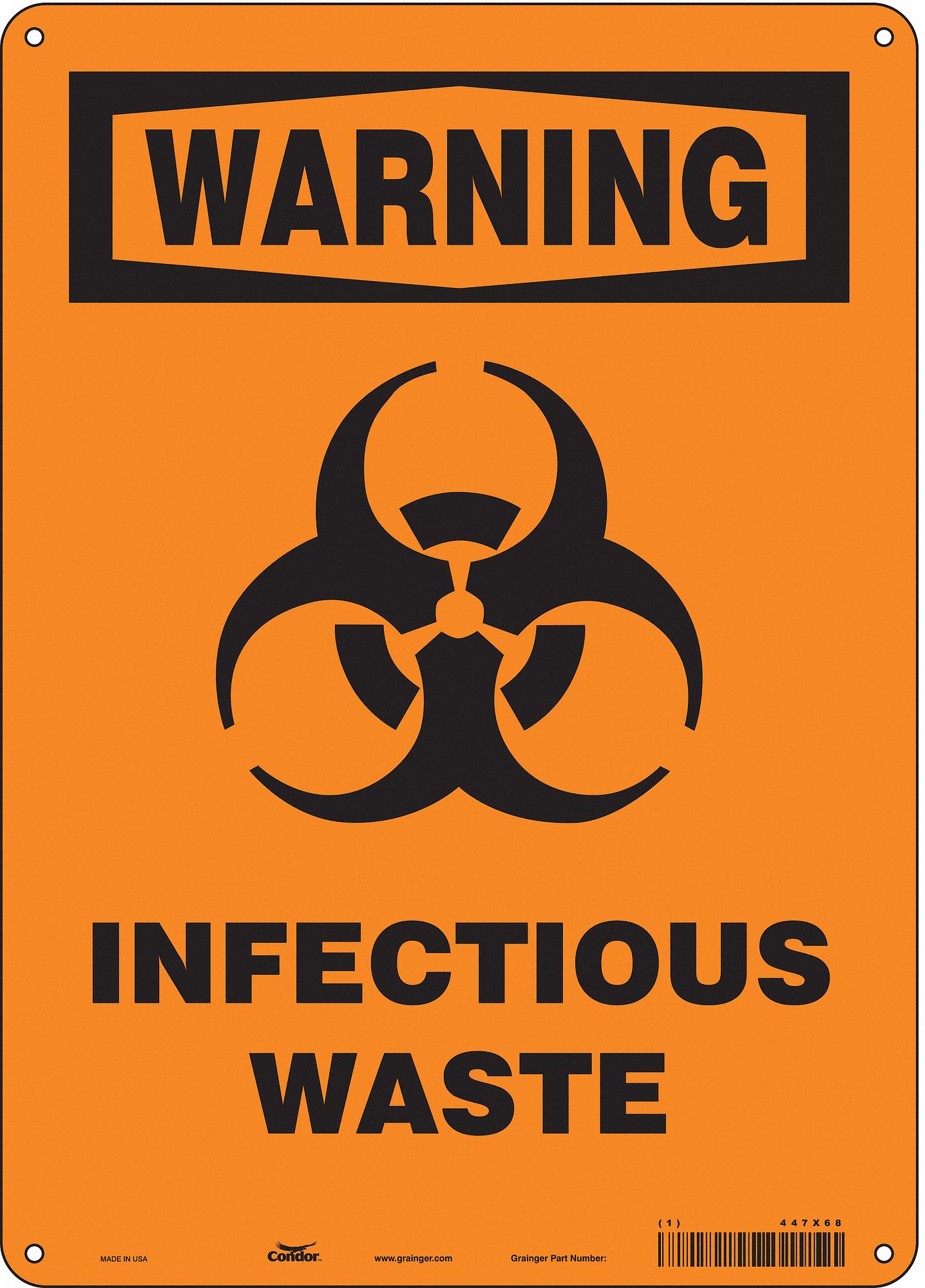 Safety Sign: Polyethylene, Mounting Holes Sign Mounting, 14 in x 10 in Nominal Sign Size