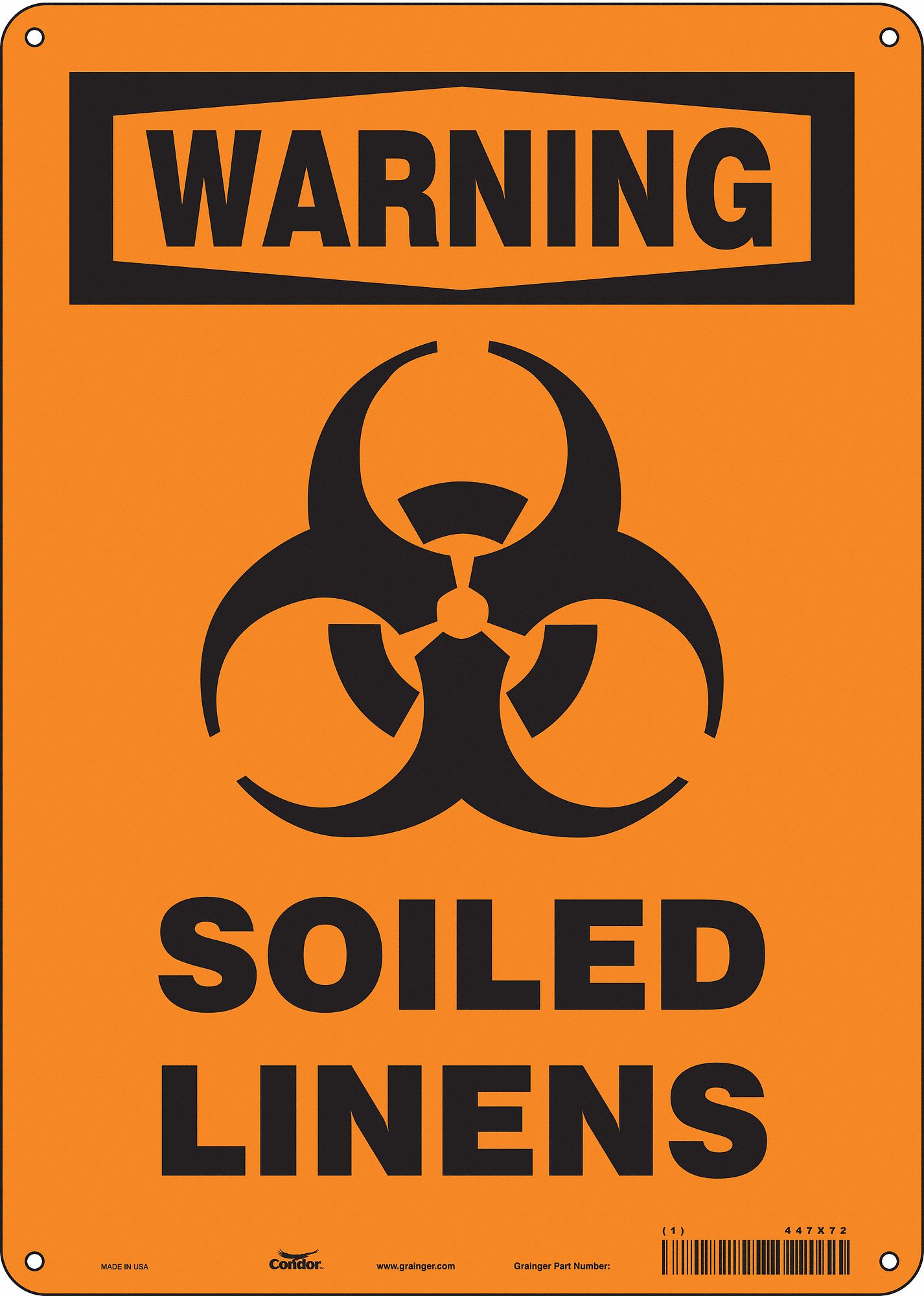 Safety Sign: Aluminum, Mounting Holes Sign Mounting, 14 in x 10 in Nominal Sign Size, 0.032 in Thick