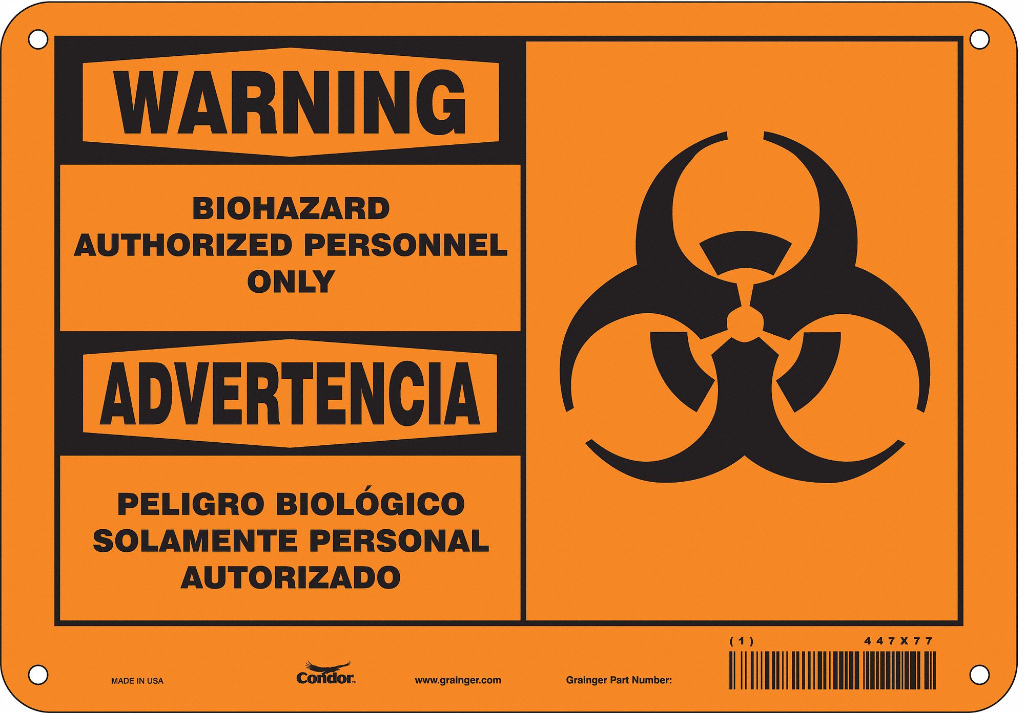 Safety Sign: Aluminum, Mounting Holes Sign Mounting, 7 in x 10 in Nominal Sign Size, 0.032 in Thick