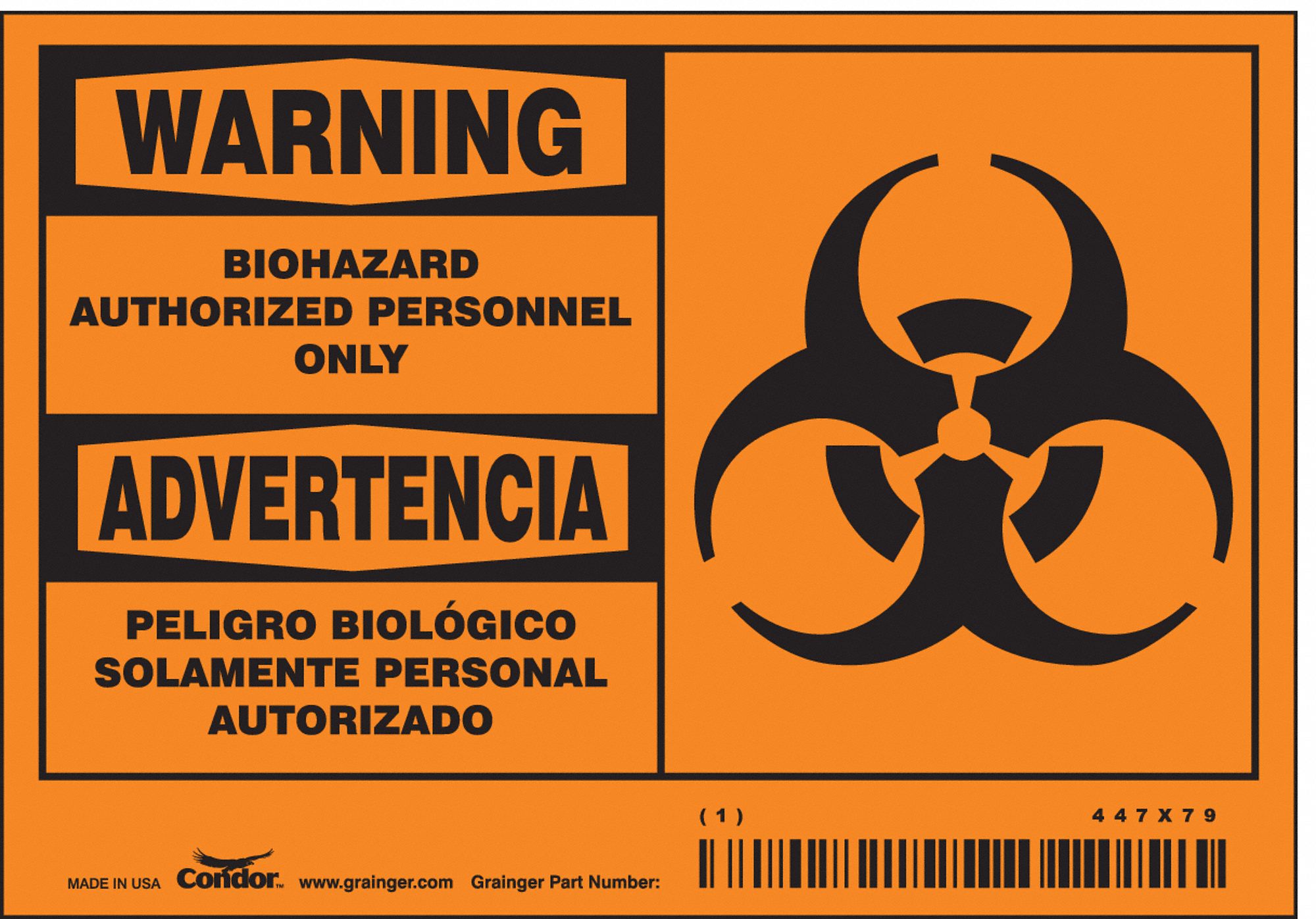 Safety Sign: Vinyl, Adhesive Sign Mounting, 3 1/2 in x 5 in Nominal Sign Size, 0.004 in Thick, 5 PK
