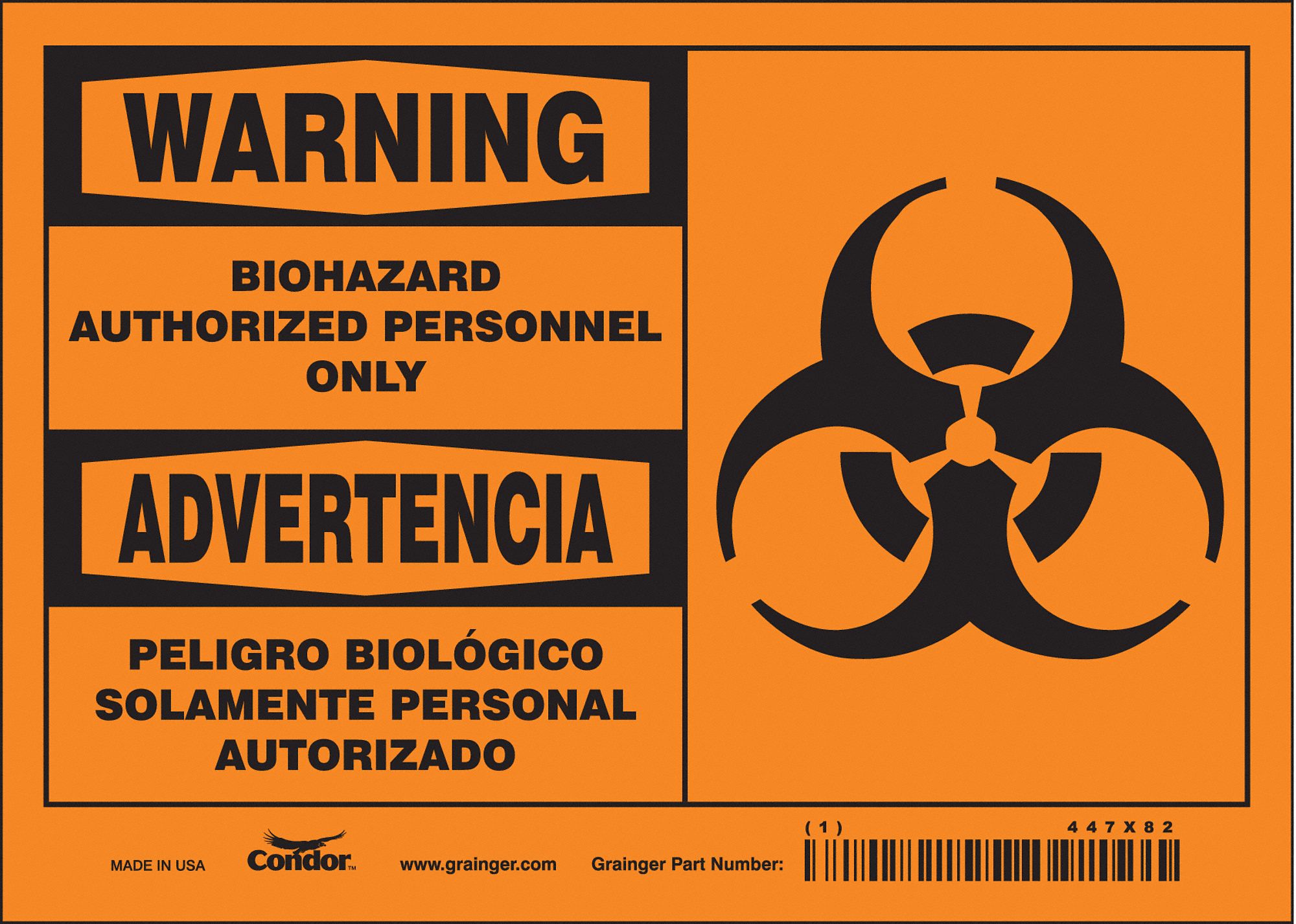 Safety Sign: Vinyl, Adhesive Sign Mounting, 5 in x 7 in Nominal Sign Size, Not Retroreflective