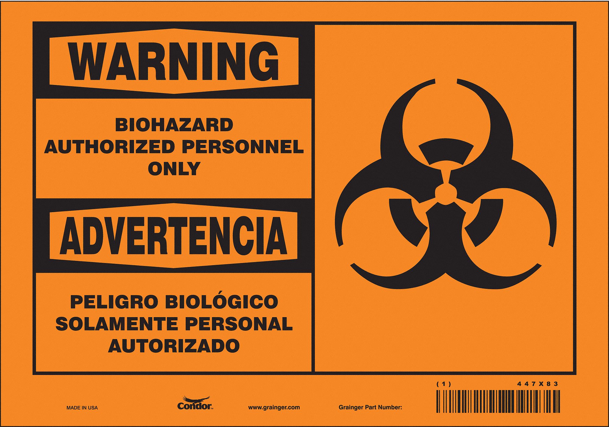 Safety Sign: Vinyl, Adhesive Sign Mounting, 10 in x 7 in Nominal Sign Size, Not Retroreflective