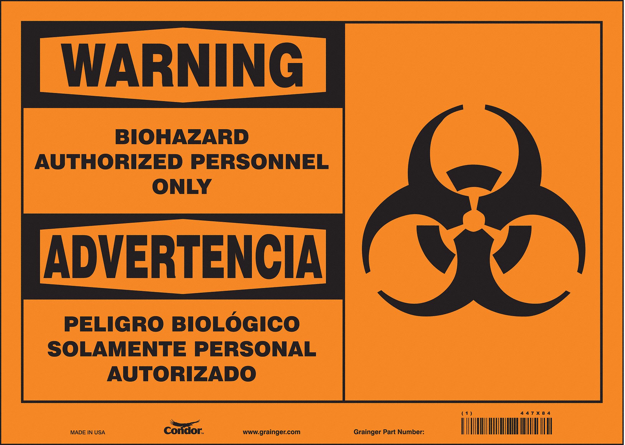 Safety Sign: Vinyl, Adhesive Sign Mounting, 10 in x 14 in Nominal Sign Size, Not Retroreflective