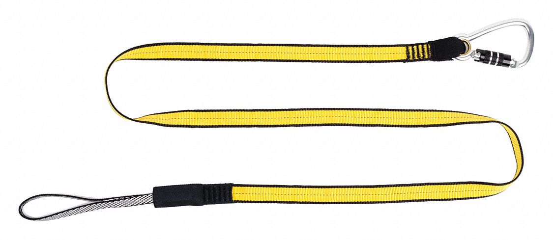 Tool Lanyard: Yellow, Carabiner, Aluminum, Hand Tools