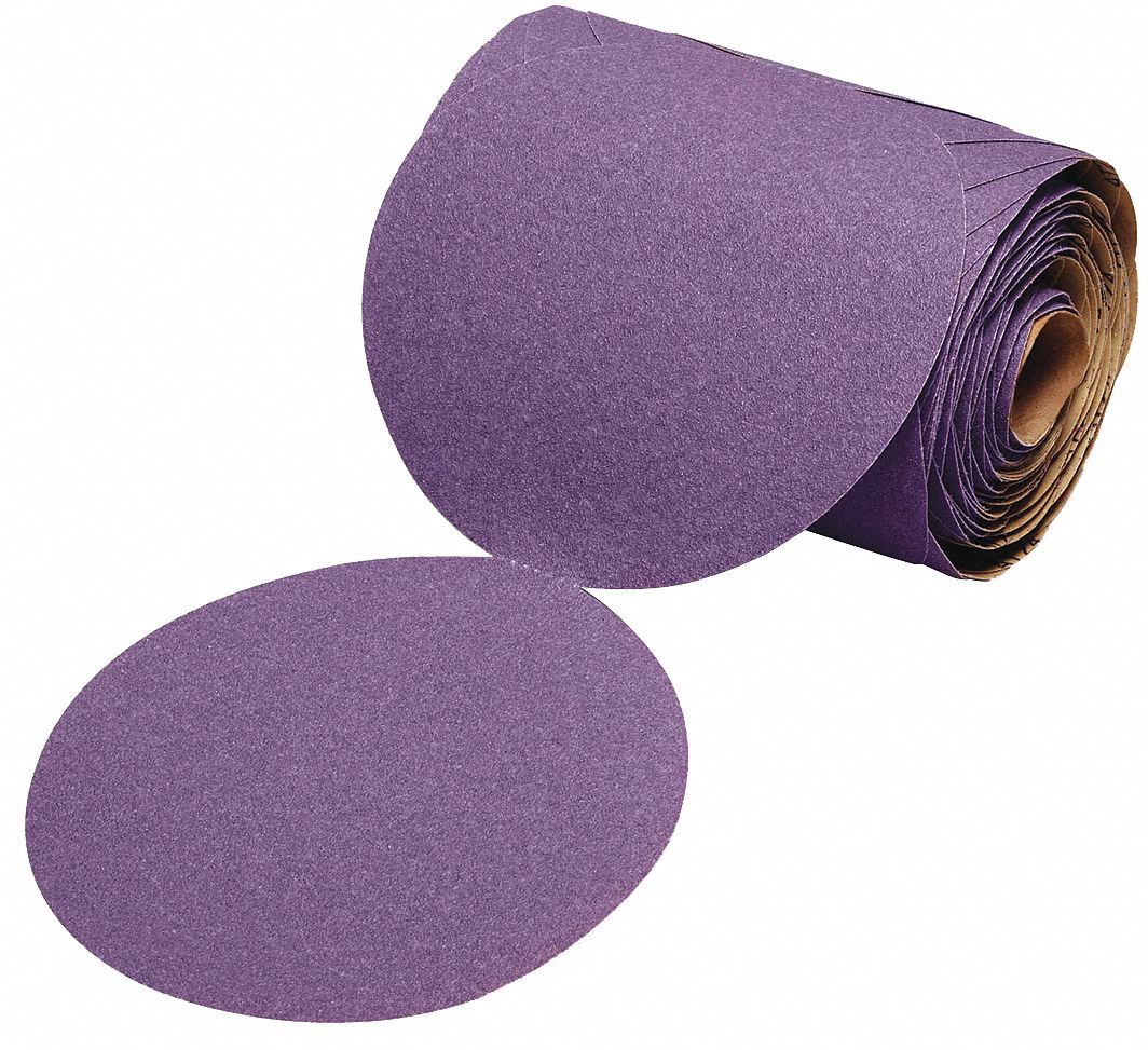 PSA SANDING DISC ROLL, 6 IN DIAMETER, NON-VACUUM, CERAMIC, 220 GRIT, C WEIGHT PAPER, 732U
