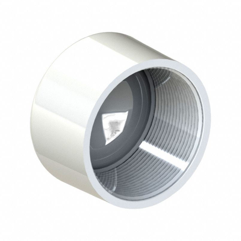 Pipe Cap: Schedule 40, PVC, 3 in Size, Threaded, Female NPT, White, 260 psi Max Op Pressure, Cap