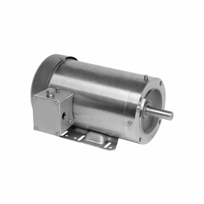 Washdown Motor: Three-Phase, 1 1/2 hp Horsepower, 1, 750 RPM RPM, 208-230/460V AC, TEFC