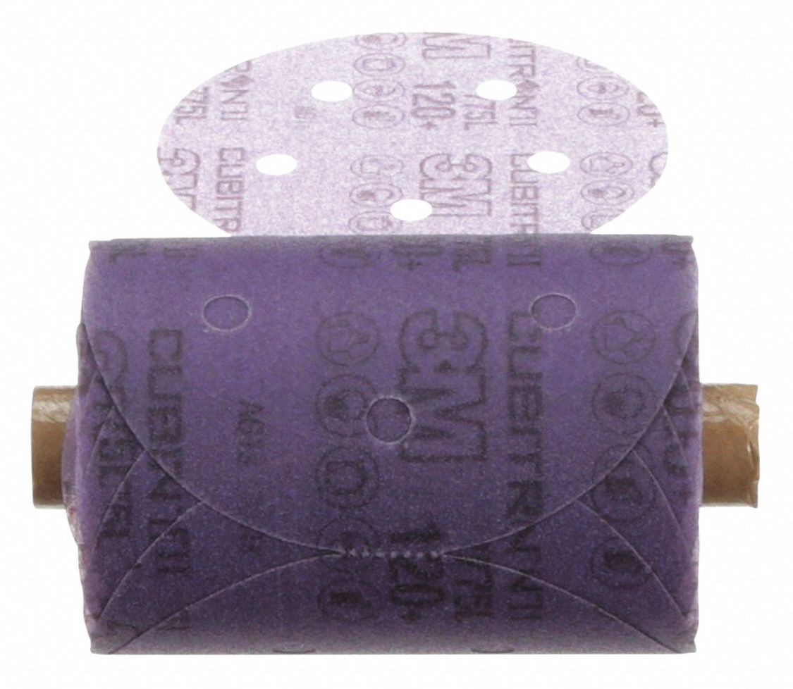 PSA Sanding Disc Roll: 5 in Dia, 5 Hole, Ceramic, 180 Grit, 3 mil Wt Film, 775L, 180