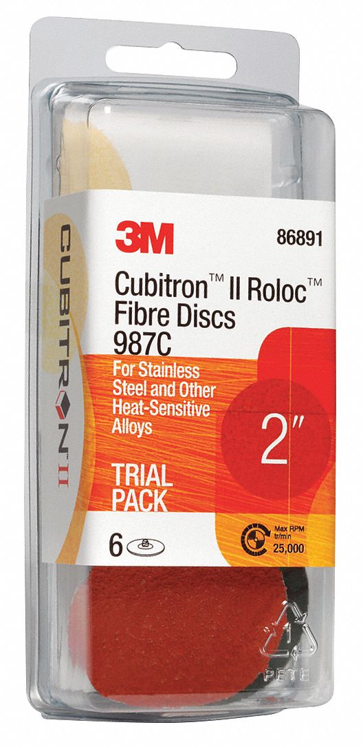 Quick-Change Sanding Disc: TS, 4", Ceramic, 36 Grit, Fiber, 987C