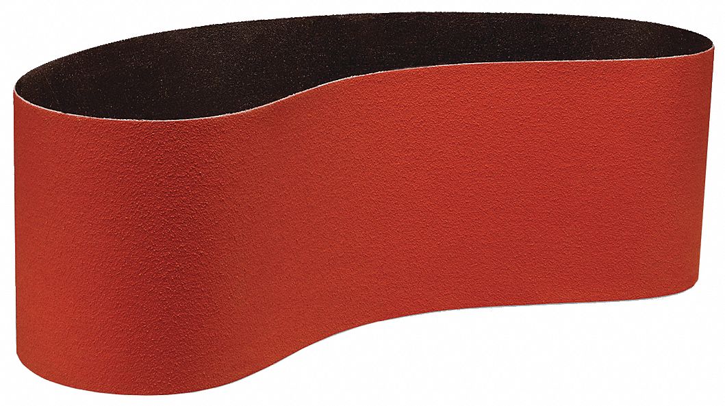 Sanding Belt: 6 in W x 48 in L, Ceramic, 80 Grit, YF Wt Polyester Backing, 984F
