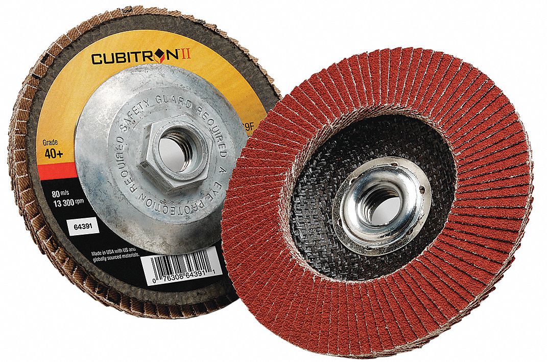 Flap Disc: Type 29, 4-1/2" x 5/8"-11, Ceramic, 40 Grit, Fiberglass Bk, Std Density
