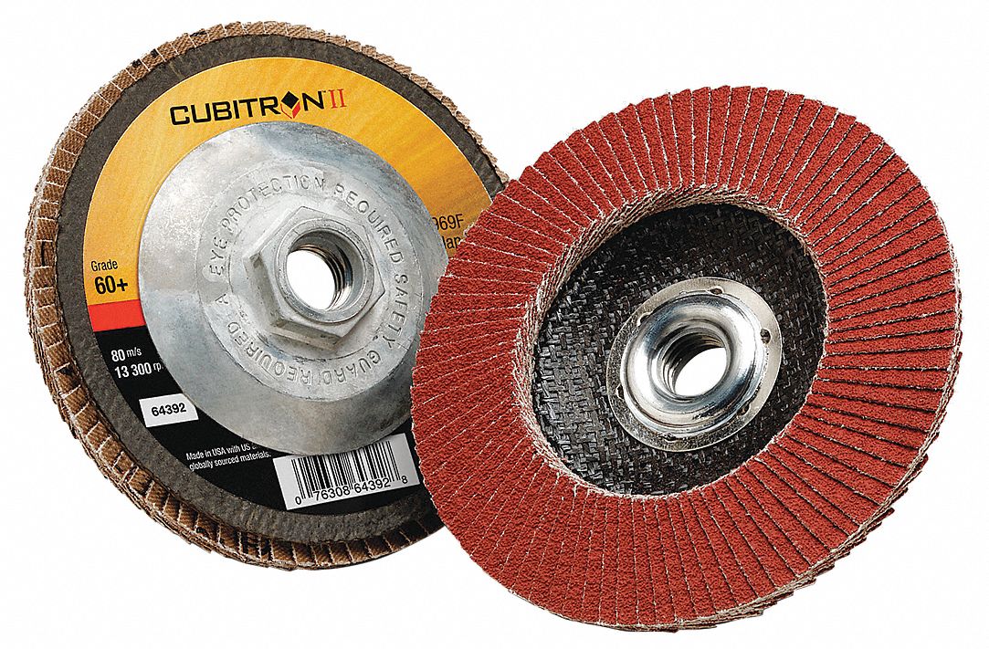 Flap Disc: Type 29, 4-1/2" x 5/8"-11, Ceramic, 60 Grit, Fiberglass Bk, Std Density