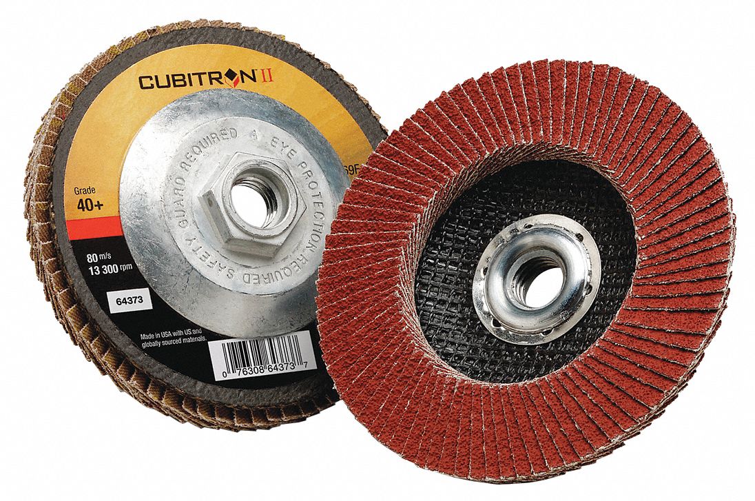 Flap Disc: Type 27, 4-1/2" x 5/8"-11, Ceramic, 40 Grit, Fiberglass Bk, Std Density