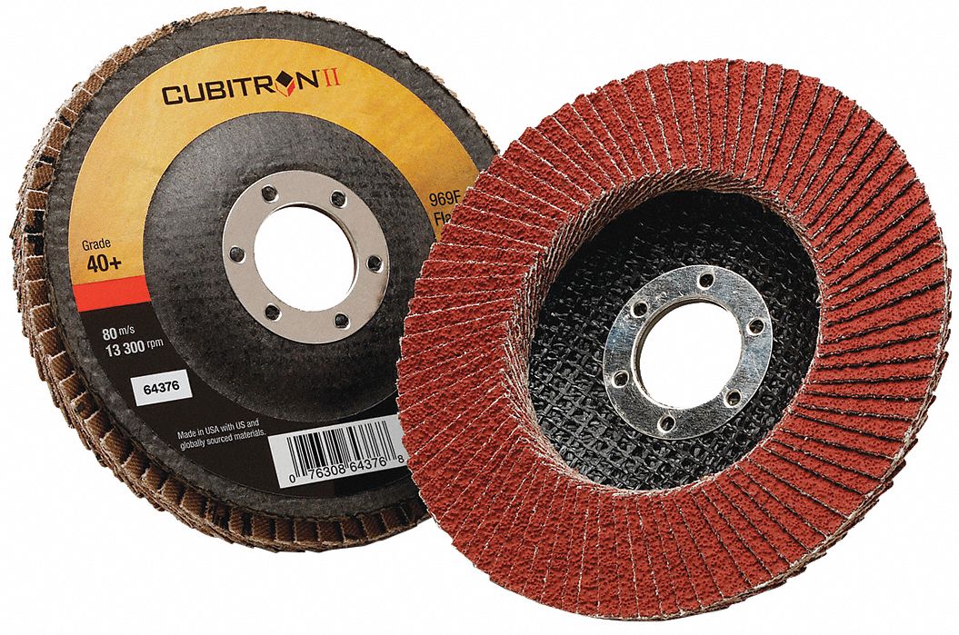 Flap Disc: Type 27, 4-1/2" x 7/8", Ceramic, 40 Grit, Fiberglass Bk, Std Density, 969F