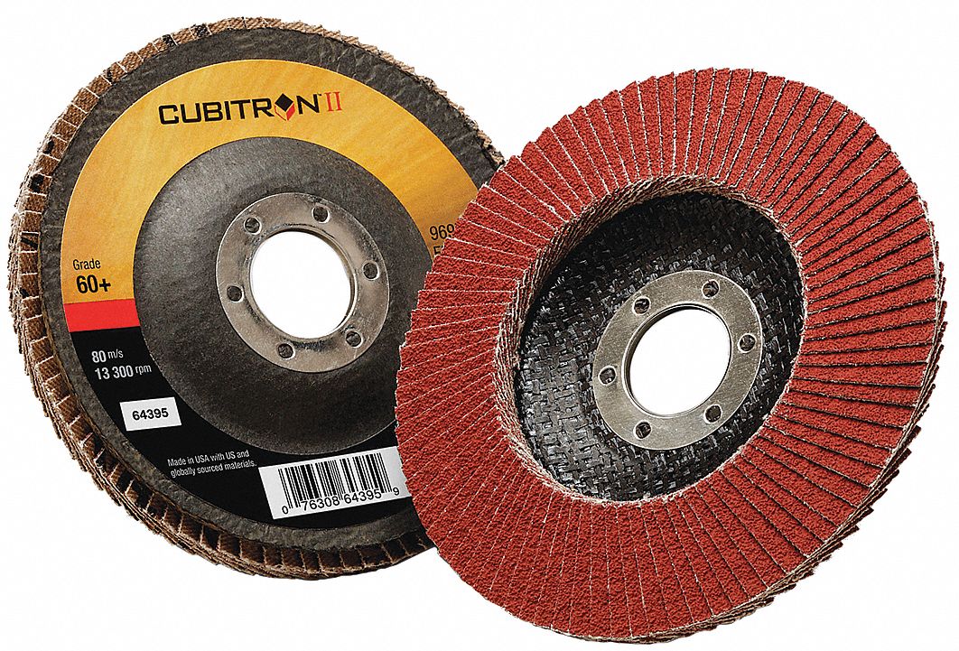 Flap Disc: Type 29, 4-1/2" x 7/8", Ceramic, 60 Grit, Fiberglass Bk, Std Density, 969F
