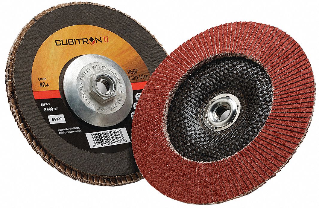 Flap Disc: Type 29, 7" x 5/8"-11, Ceramic, 40 Grit, Fiberglass Bk, Std Density, 969F