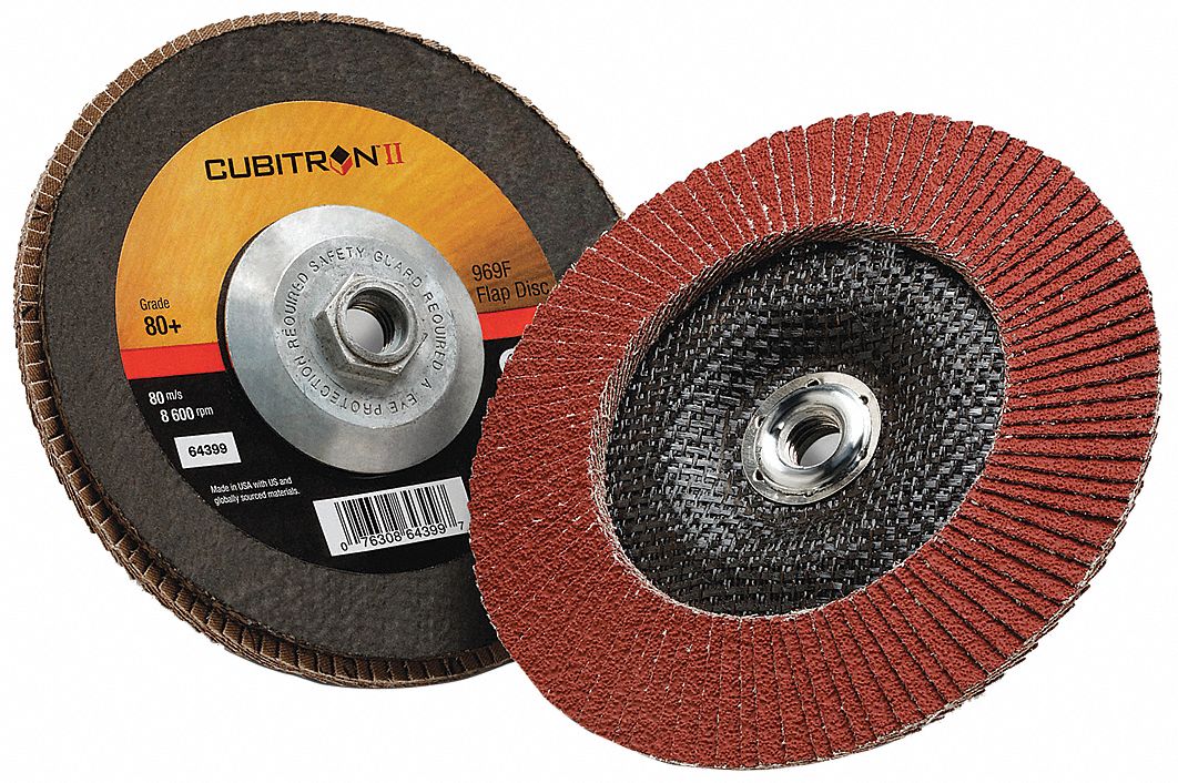 Flap Disc: Type 29, 7" x 5/8"-11, Ceramic, 80 Grit, Fiberglass Bk, Std Density, 969F