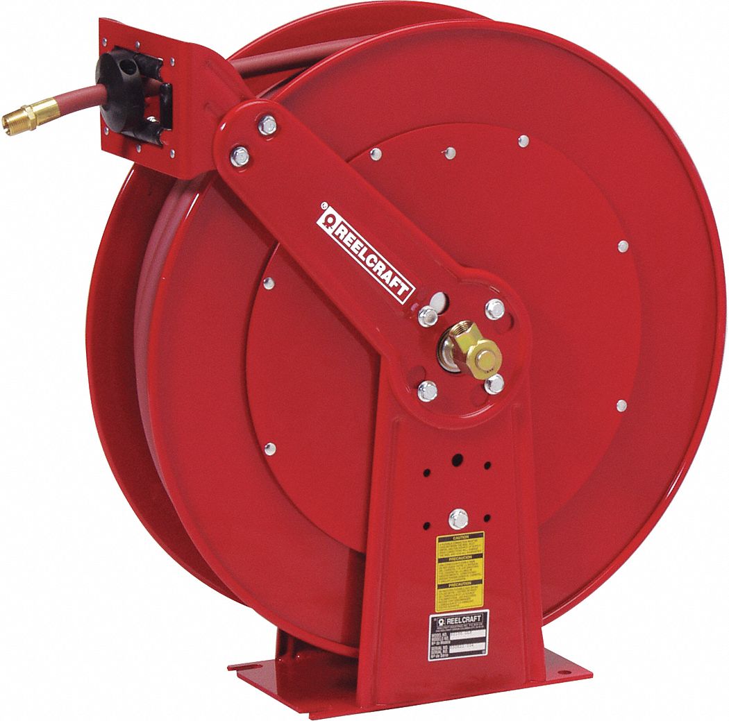 REELCRAFT Spring Return Hose Reel, Air, Water, 300 psi, Hose Capacity 75 ft (3/8 in ID) 448F63