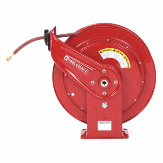 100 ft (3/8 in I.D.), 1/2 in MNPT, Spring Return Hose Reel - 48ZW95