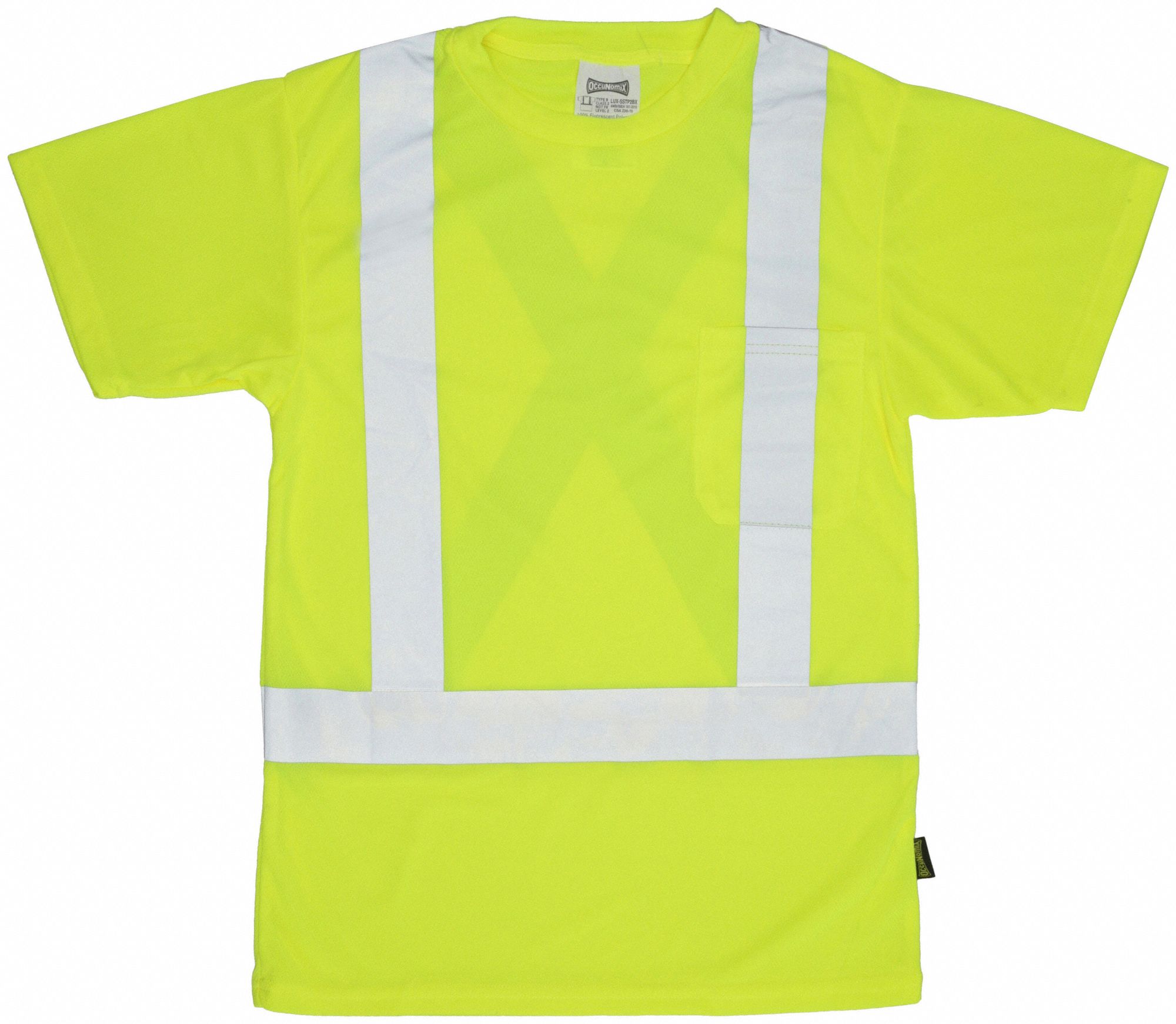 Short Sleeve T-Shirt: ANSI Class 2, S, Yellow, X, Short, T-Shirt Shirt, Polyester