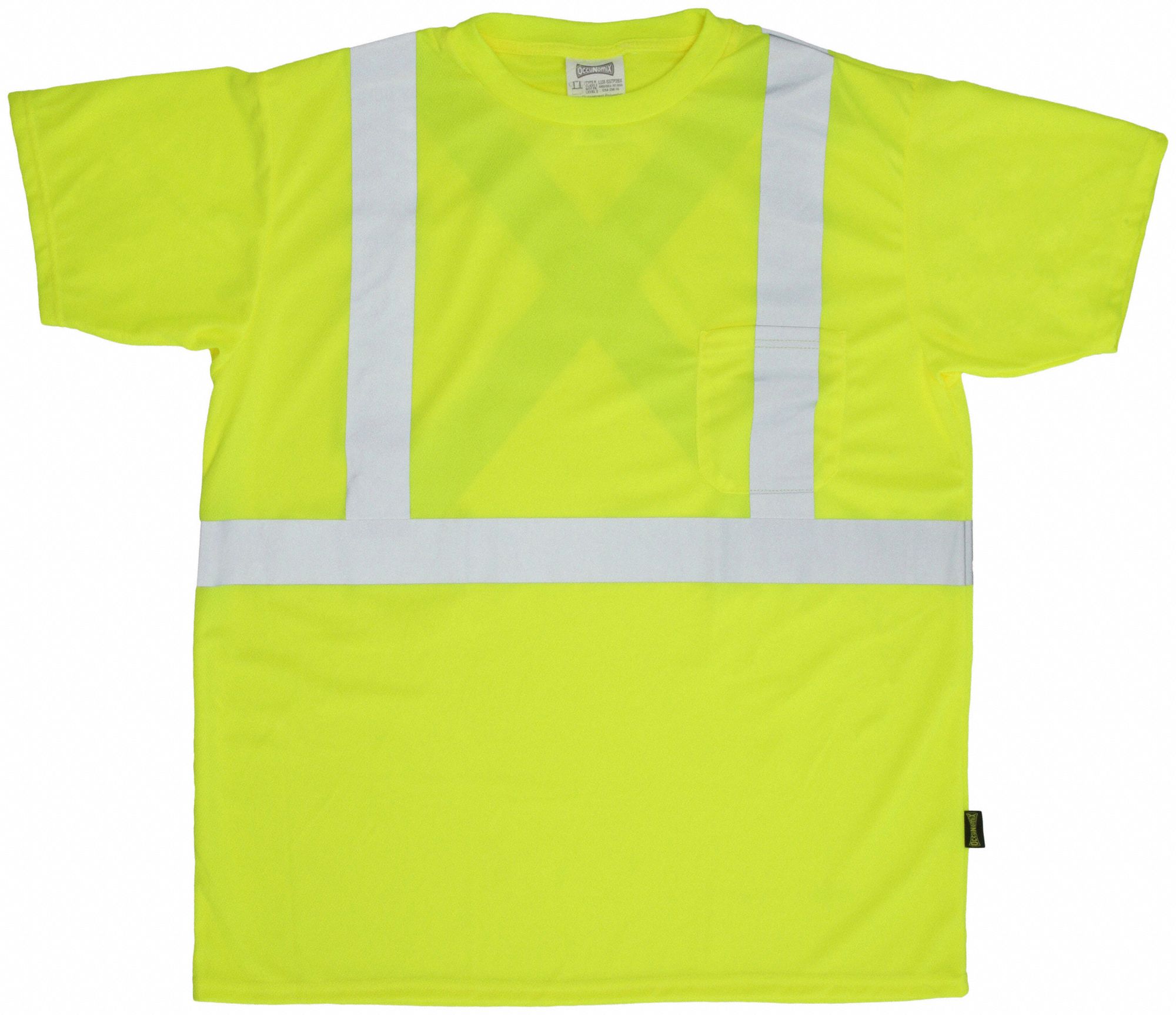 Short Sleeve T-Shirt: ANSI Class 2, XL, Yellow, X, Short, T-Shirt Shirt, Polyester